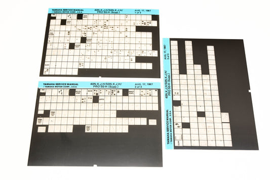 OEM Yamaha XM007-21 1987 40N,K,J,H/50N,K,J,H/Pro 50-H Supplement Manual Microfiche Lot