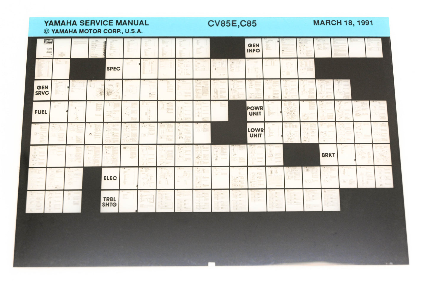 OEM Yamaha XM007-25 1991 CV85E, C85 Service Manual Microfiche