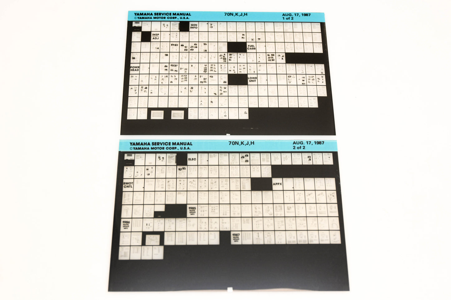 OEM Yamaha XM007-26 1987 70N,K,J,H Service Manual Microfiche Lot