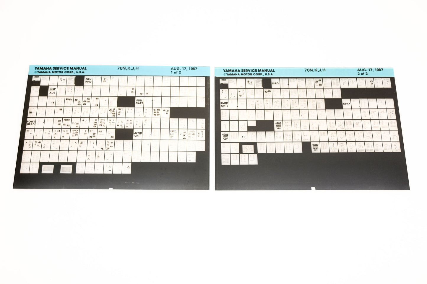 OEM Yamaha XM007-26 1987 70N,K,J,H Service Manual Microfiche Lot