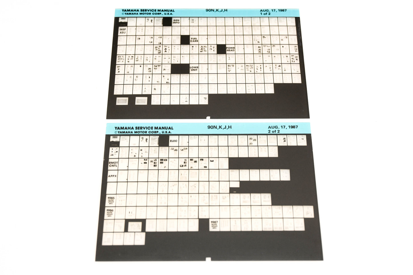 OEM Yamaha XM007-28 1987 90N,K,J,H Service Manual Microfiche Lot