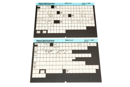 OEM Yamaha XM007-28 1987 90N,K,J,H Service Manual Microfiche Lot