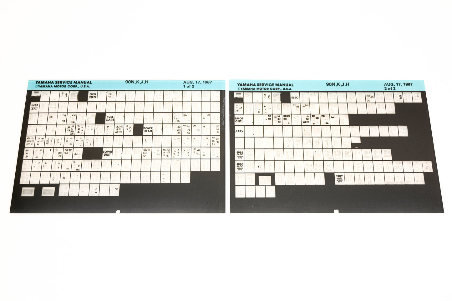 OEM Yamaha XM007-28 1987 90N,K,J,H Service Manual Microfiche Lot