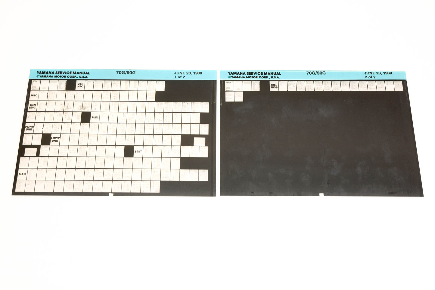 OEM Yamaha XM007-29 1988 70G/90G Service Manual Microfiche Lot