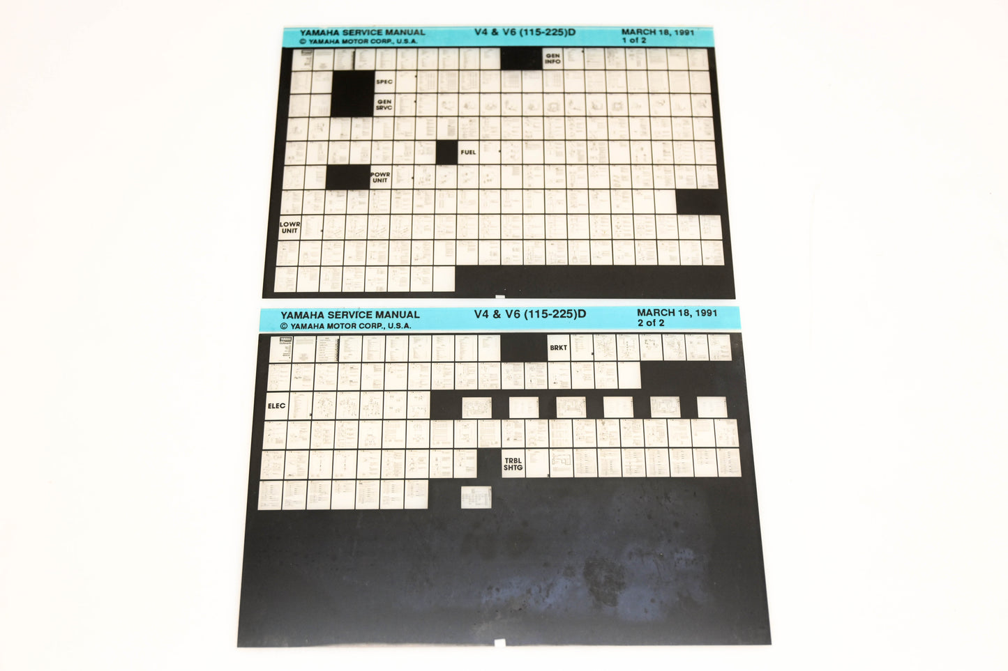 OEM Yamaha XM007-33 1991 V4 &V6(115-225)D Service Manual Microfiche Lot