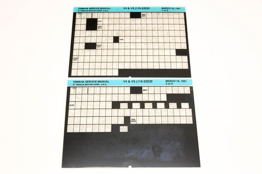 OEM Yamaha XM007-33 1991 V4 &V6(115-225)D Service Manual Microfiche Lot