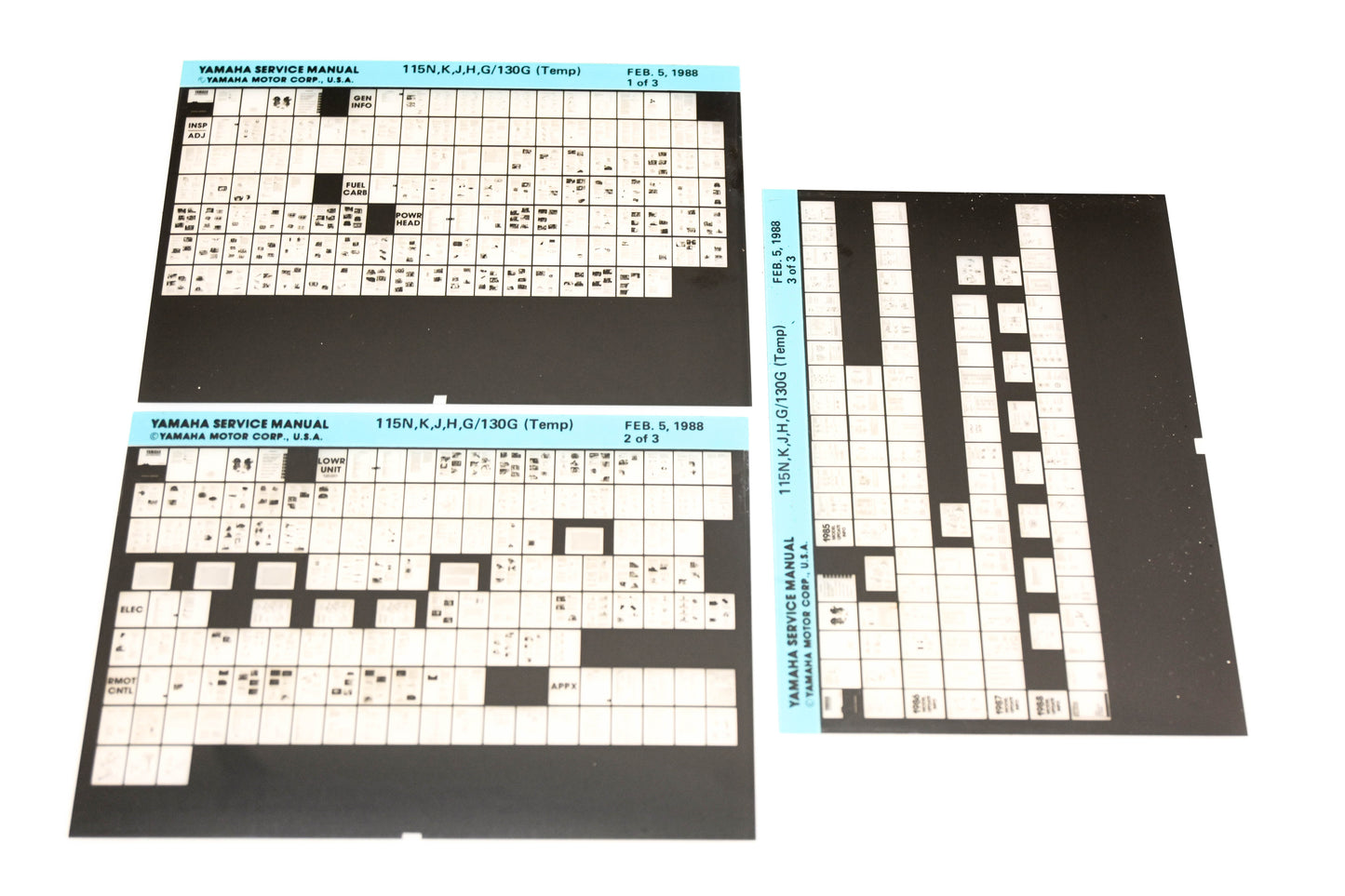 OEM Yamaha XM007-36 115N,K,J,H,G/130G Temp Service Manual Microfiche Lot