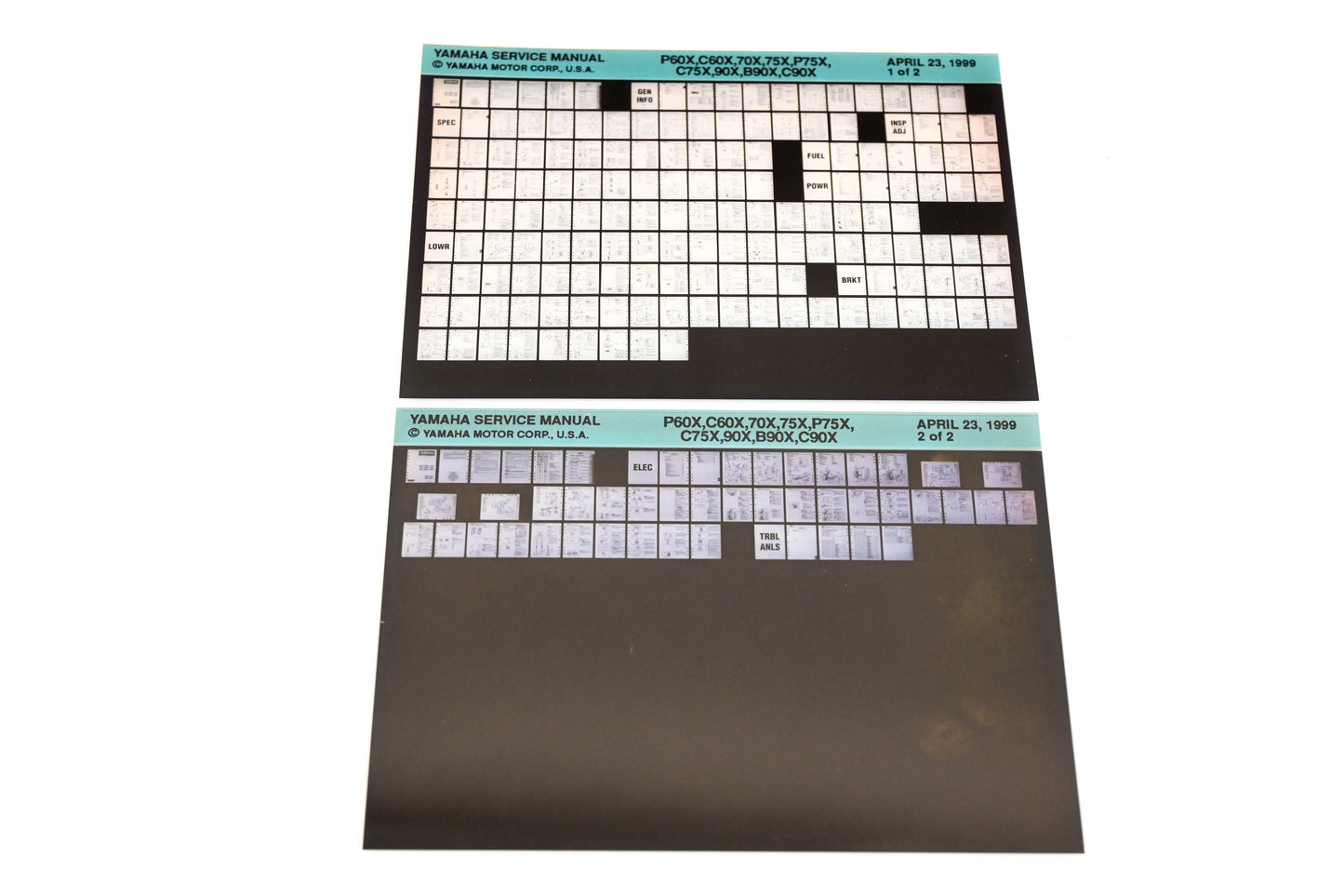 OEM Yamaha XM007-37 P60X,C60X,70X,75X,P75X,C75X,90X,B90X,C90X Manual Microfiche Lot