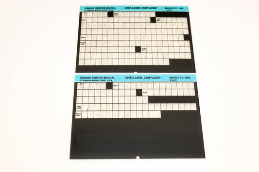 OEM Yamaha XM007-43 1992 250D/L250D, 250P/L250P Service Manual Microfiche Lot