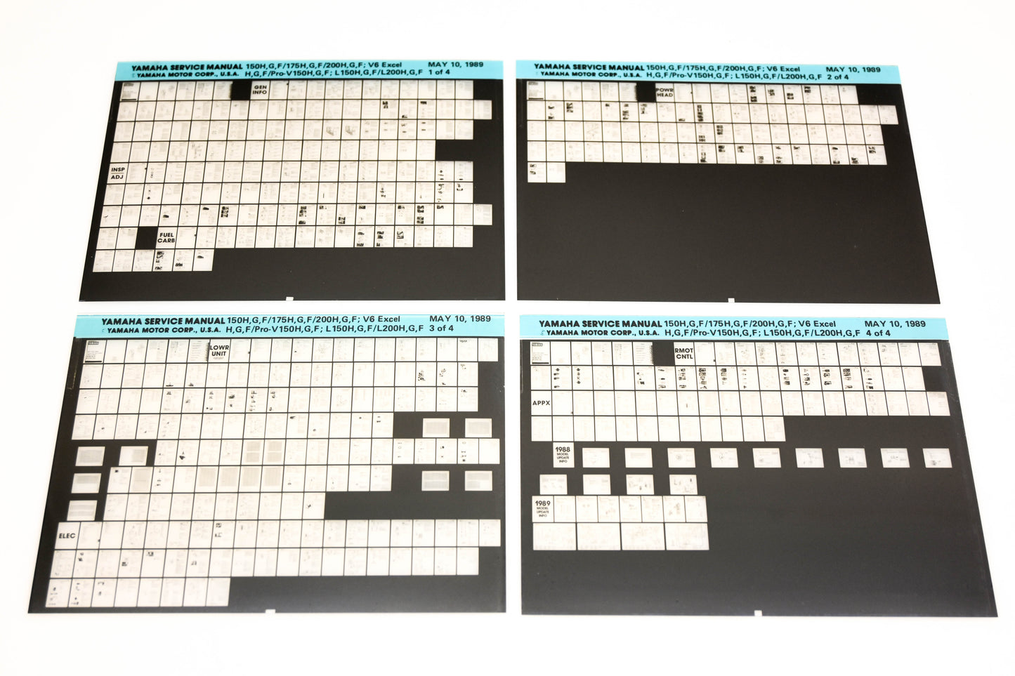 OEM Yamaha XM007-46 150H,G,F/175H,G,F/200H, V6 Excel/Pro-V150H, L150H/L200H Microfiche Lot