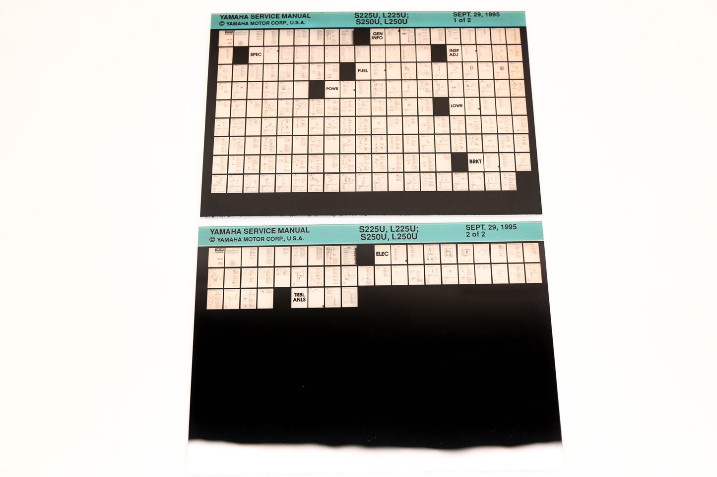 OEM Yamaha XM007-47 1995 S225U, L225U, S250U, L250U Manual Microfiche Lot