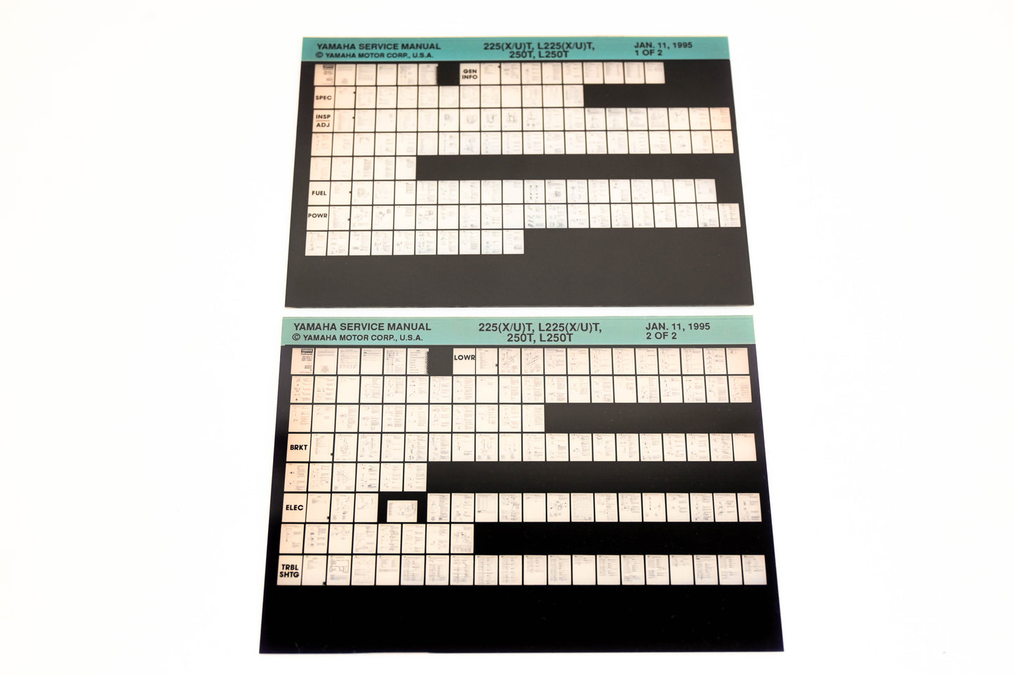 OEM Yamaha XM007-52 1995 225(X/U)T, L225(X/U)T, 250T, L250T Manual Microfiche Lot