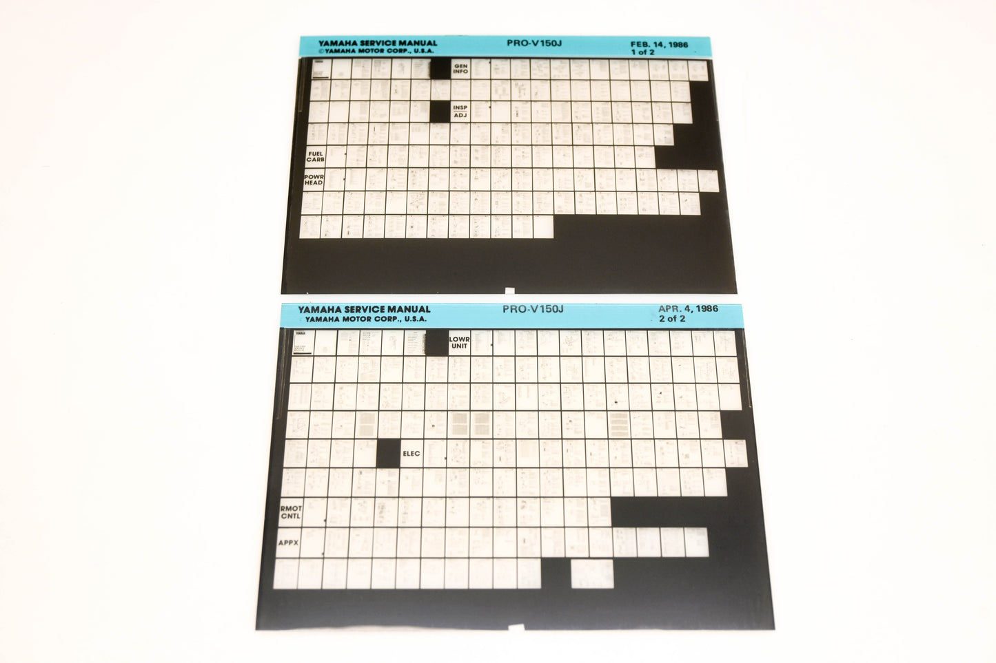 OEM Yamaha XM007-54 1986 PRO-V150J Service Manual Microfiche Lot