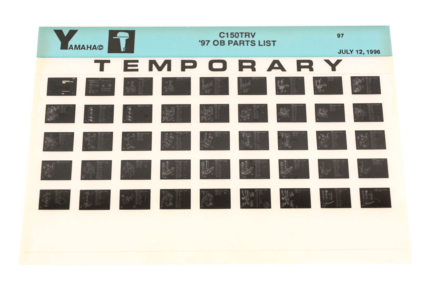 OEM Yamaha XM007-58 1997 C150TRV Temp Outboard Parts List Microfiche