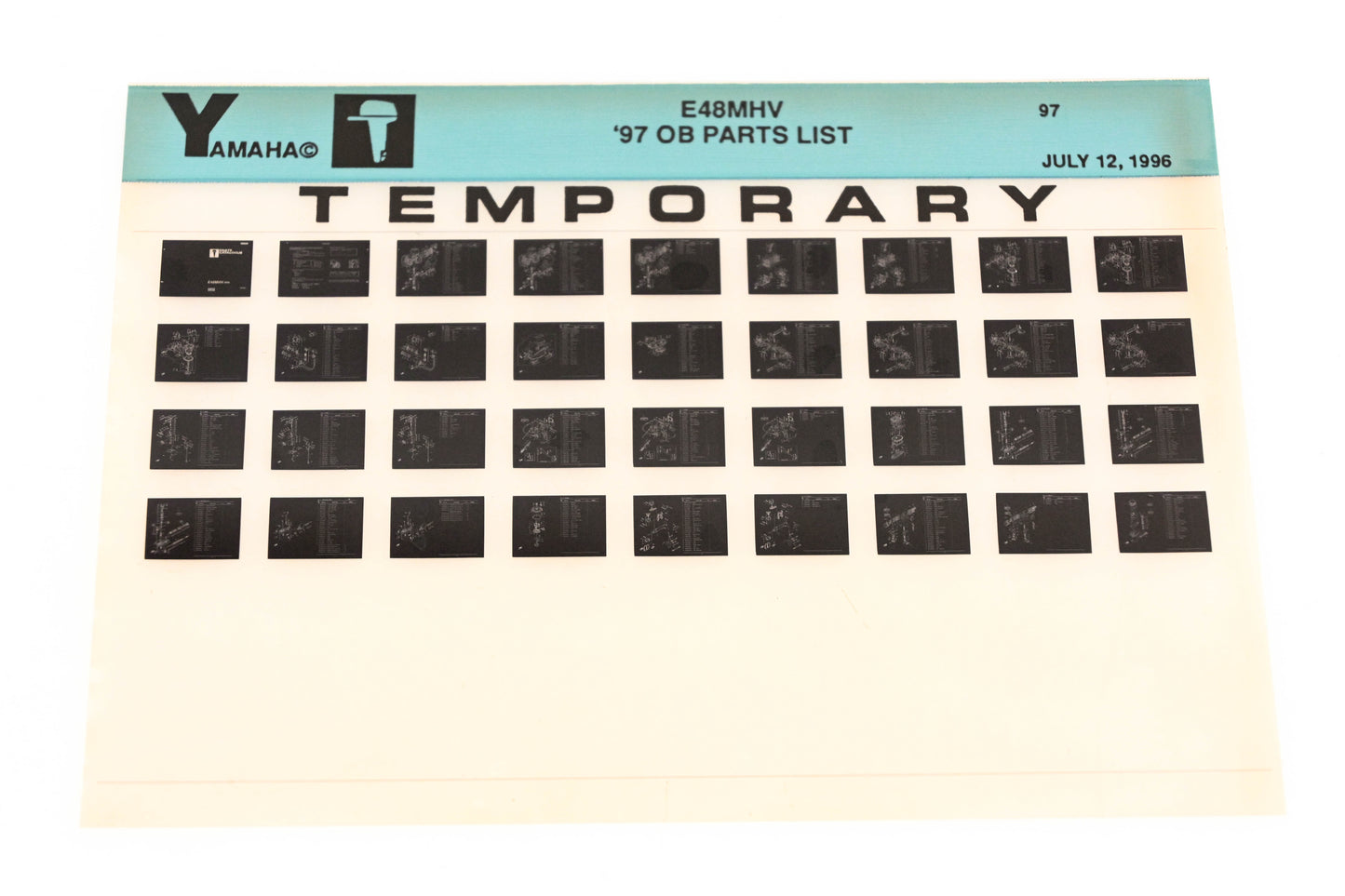 OEM Yamaha XM007-59 1997 E48MHV Temp Outboard Parts List Microfiche