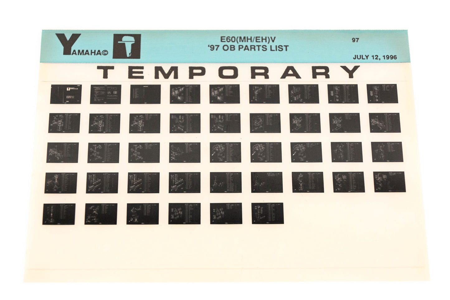 OEM Yamaha XM007-60 1997 E60(MH/EH)V Temp Outboard Parts List Microfiche