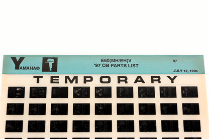 OEM Yamaha XM007-60 1997 E60(MH/EH)V Temp Outboard Parts List Microfiche