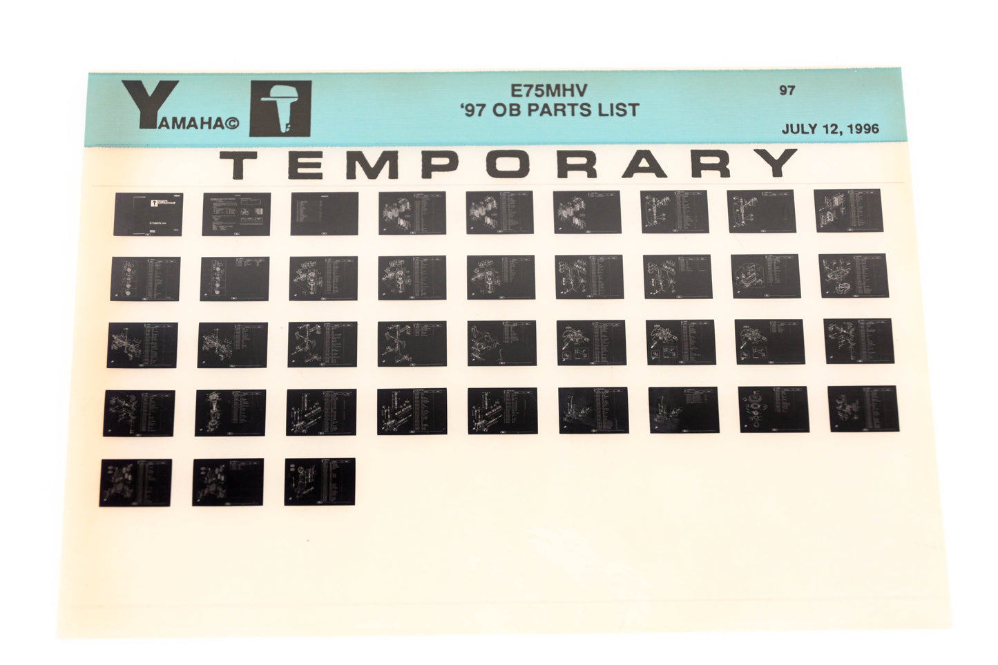OEM Yamaha XM007-61 1997 E75MHV Temp Outboard Parts List Microfiche