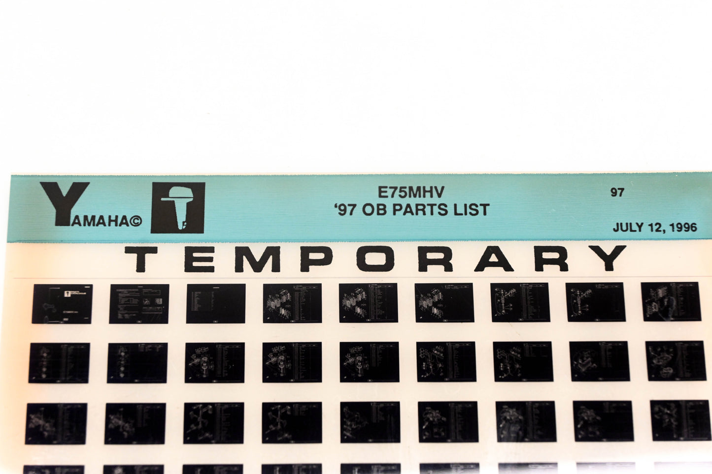 OEM Yamaha XM007-61 1997 E75MHV Temp Outboard Parts List Microfiche