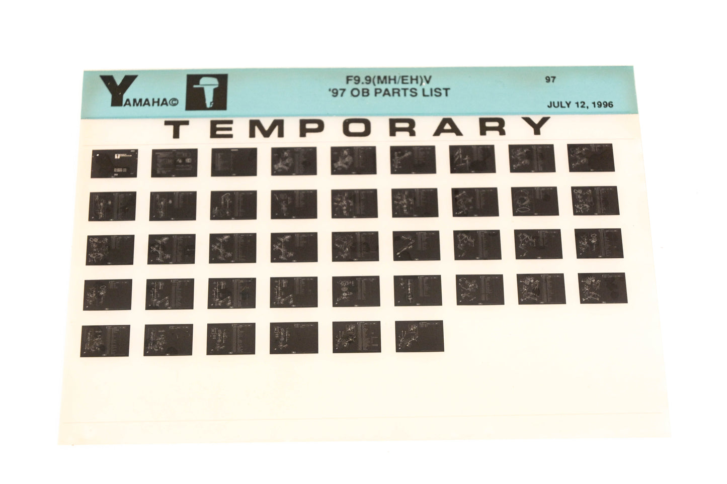 OEM Yamaha XM007-62 1997 F9.9(MH/EH)V Outboard Temp Parts List Microfiche