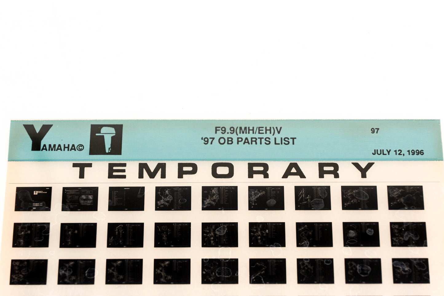 OEM Yamaha XM007-62 1997 F9.9(MH/EH)V Outboard Temp Parts List Microfiche