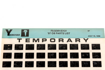 OEM Yamaha XM007-62 1997 F9.9(MH/EH)V Outboard Temp Parts List Microfiche