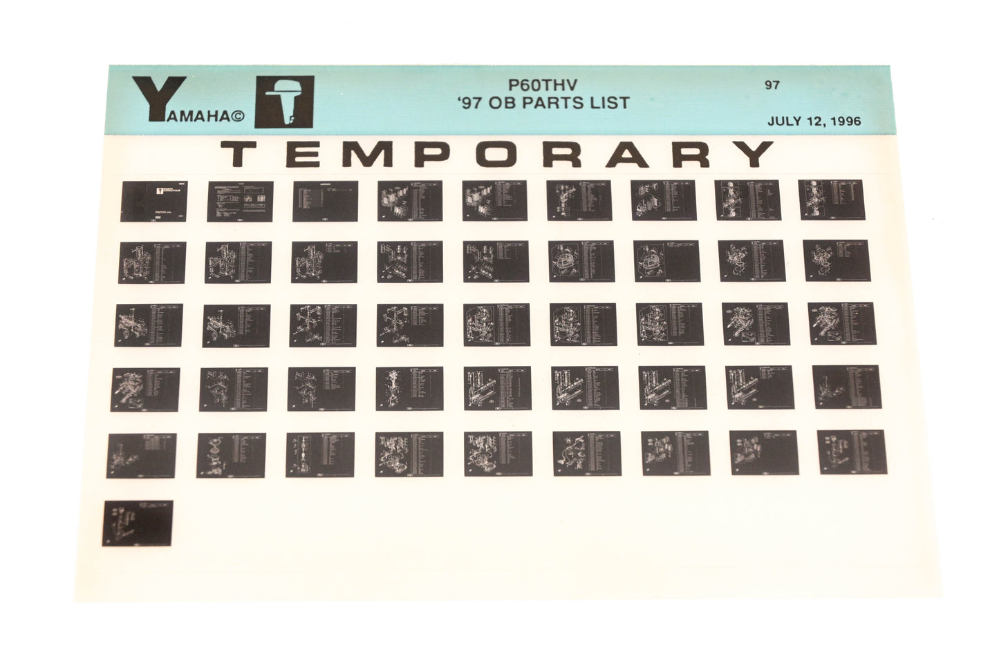 OEM Yamaha XM007-63 1997 P60THV Outboard Temp Parts List Microfiche