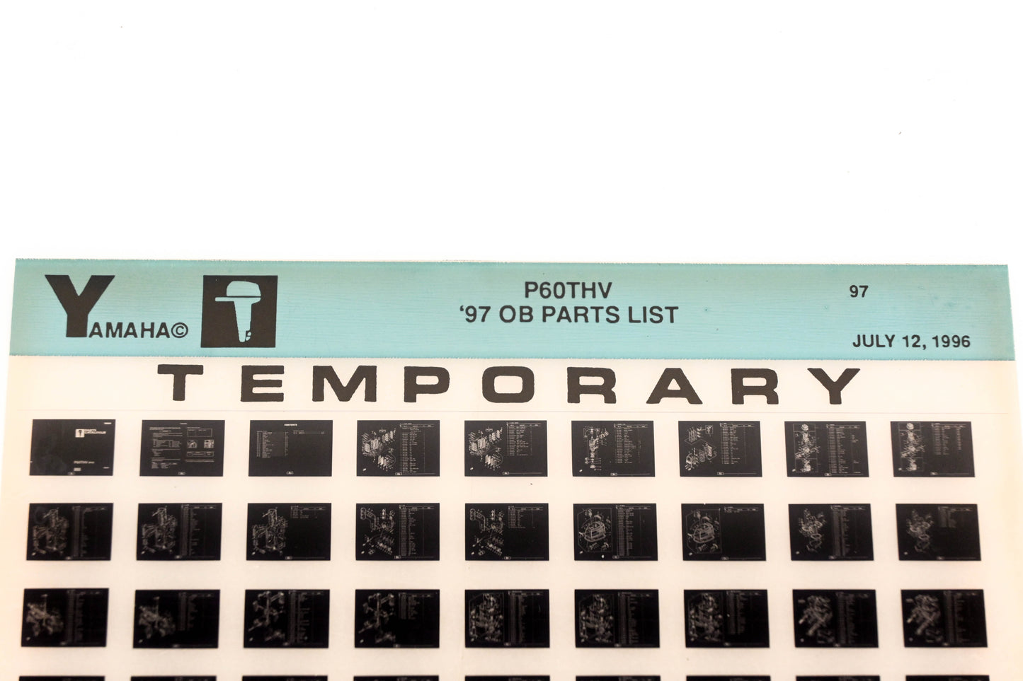 OEM Yamaha XM007-63 1997 P60THV Outboard Temp Parts List Microfiche