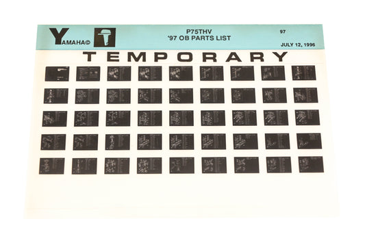 OEM Yamaha XM007-64 1997 P75THV Outboard Temp Parts List Microfiche