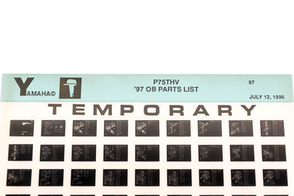 OEM Yamaha XM007-64 1997 P75THV Outboard Temp Parts List Microfiche