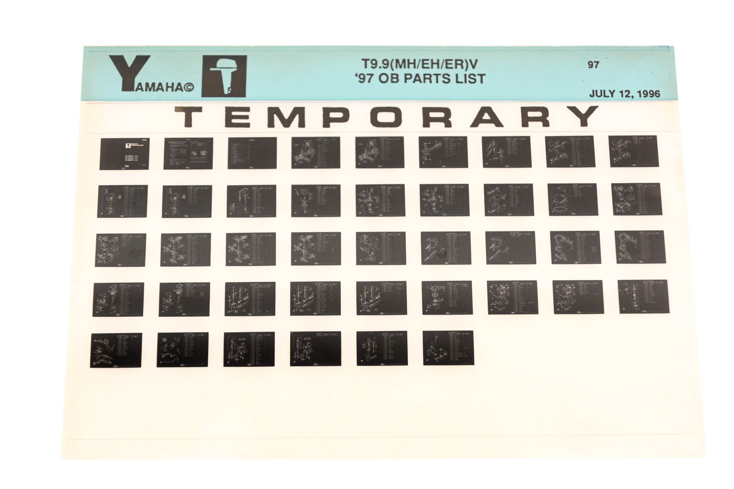 OEM Yamaha XM007-65 1997 T9.9(MH/EH/ER)V Outboard Temp Parts List Microfiche