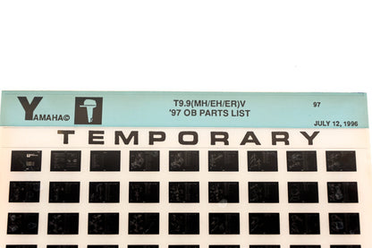 OEM Yamaha XM007-65 1997 T9.9(MH/EH/ER)V Outboard Temp Parts List Microfiche