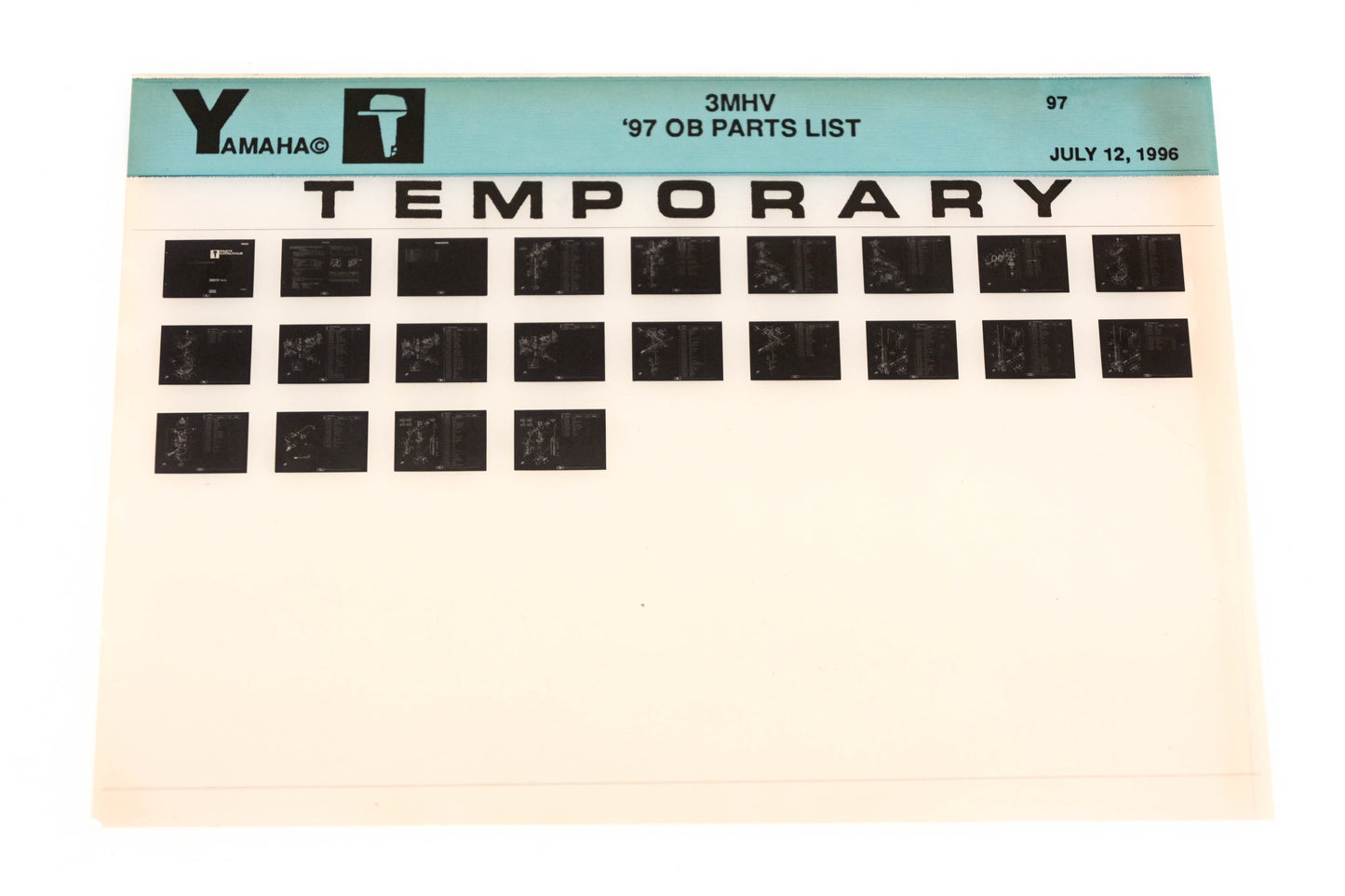 OEM Yamaha XM007-67 1997 3MHV Outboard Temp Parts List Microfiche