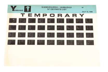 OEM Yamaha XM007-68 1997 9.9(MH/EH/ER)V-15(MH/EH)V Temp Parts List Microfiche
