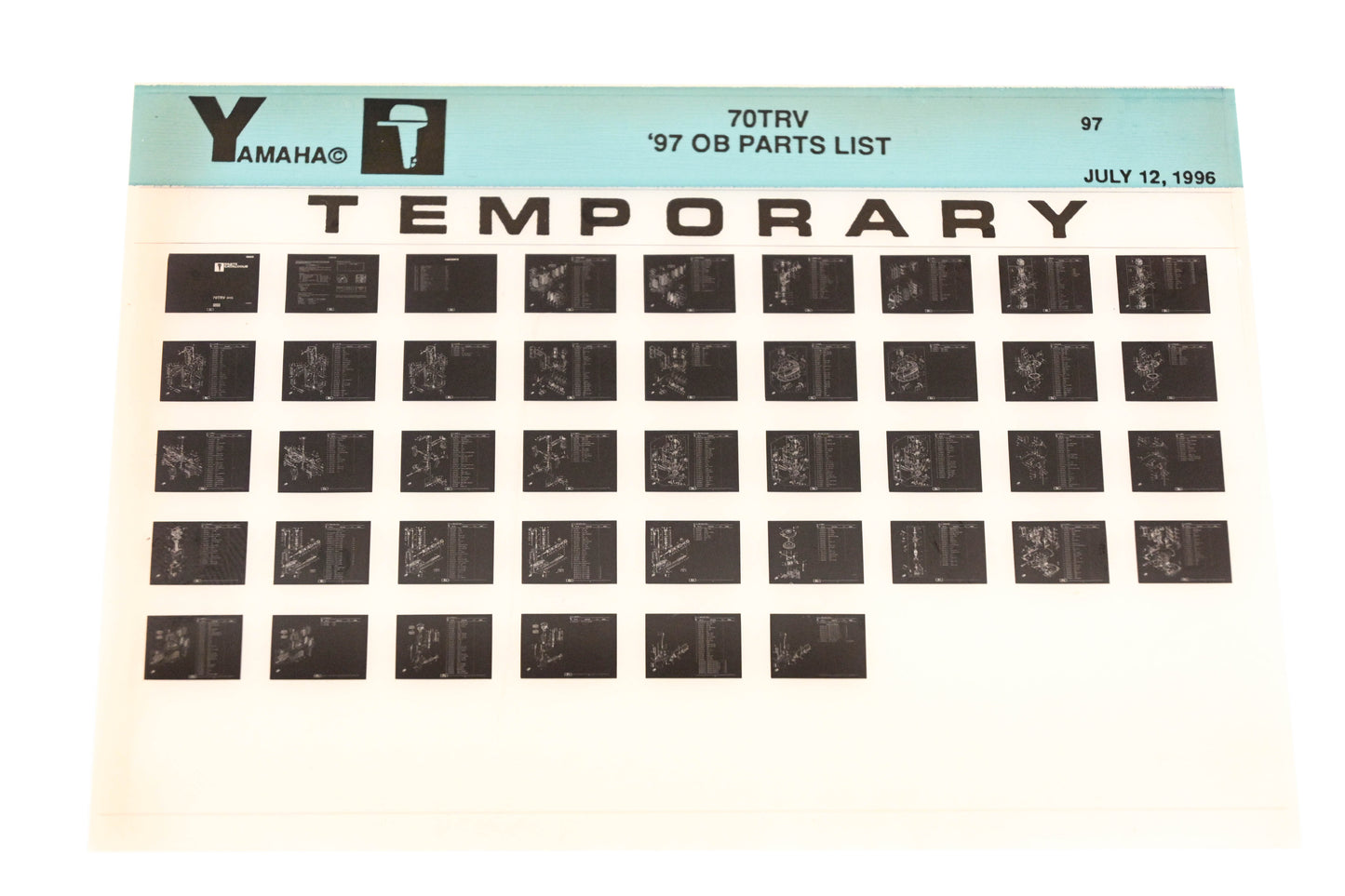 OEM Yamaha XM007-70 1997 70TRV Outboard Temp Parts List Microfiche