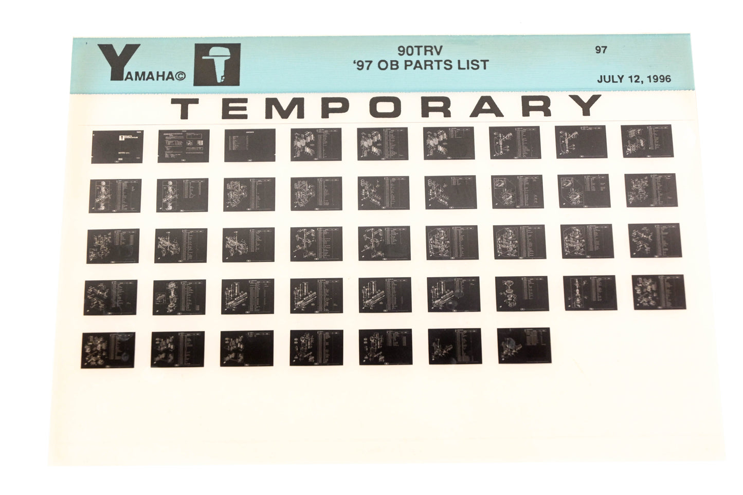 OEM Yamaha XM007-71 1997 90TRV Outboard Temp Parts List Microfiche