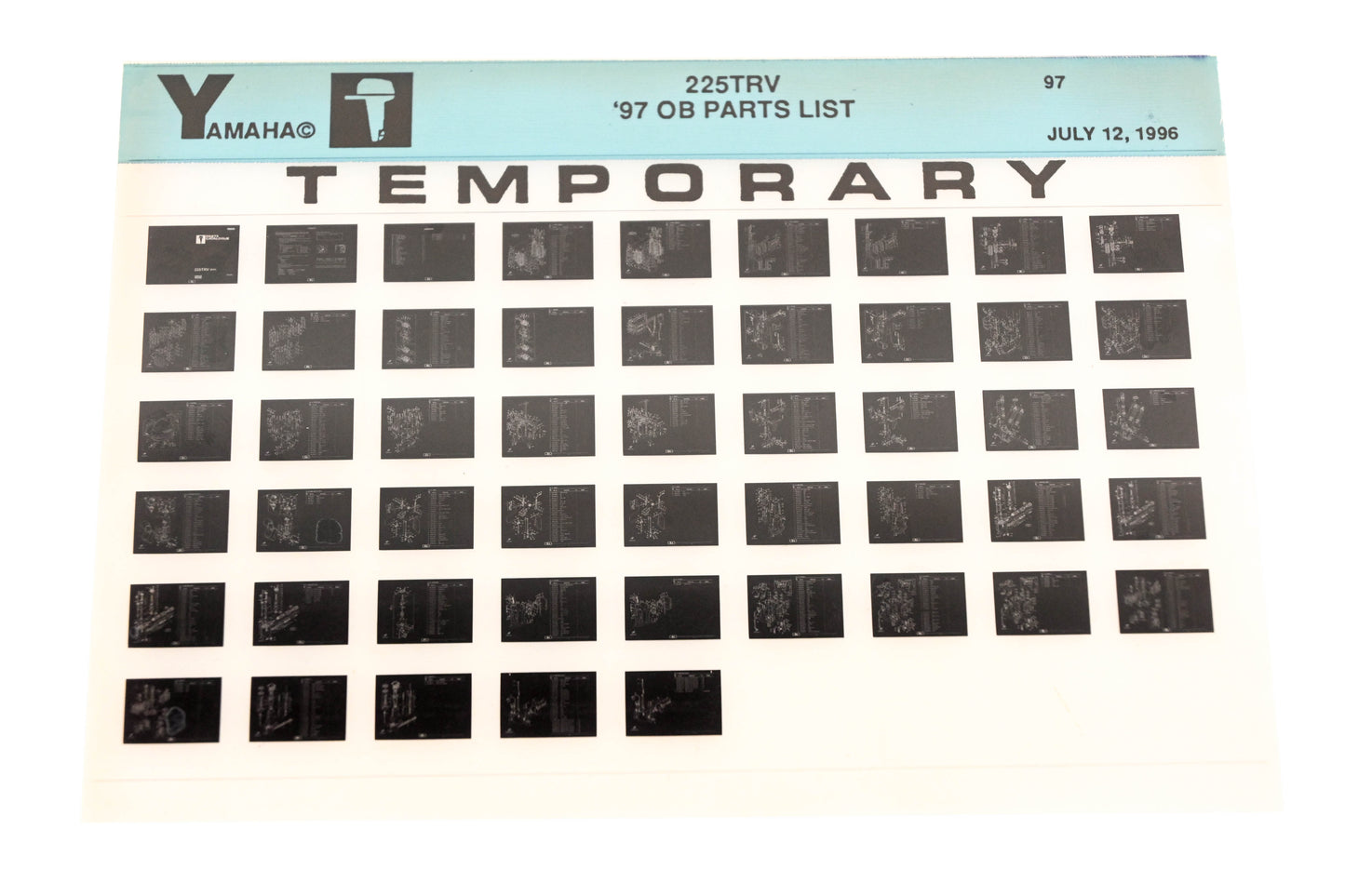 OEM Yamaha XM007-72 1997 225TRV Outboard Temp Parts List Microfiche