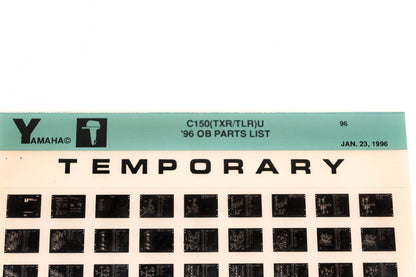 OEM Yamaha XM007-73 1996 C150(TRX/TLR)U Outboard Temp Parts List Microfiche