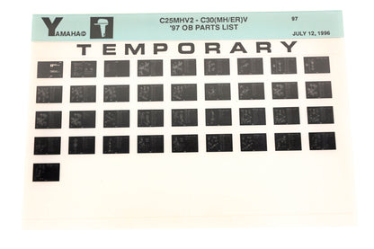 OEM Yamaha XM007-74 1997 C25MHV2-C30(MH/ER)V Temp Parts List Microfiche
