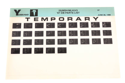 OEM Yamaha XM007-75 1997 25(MSH/MLH)V3 Outboard Temp Parts List Microfiche