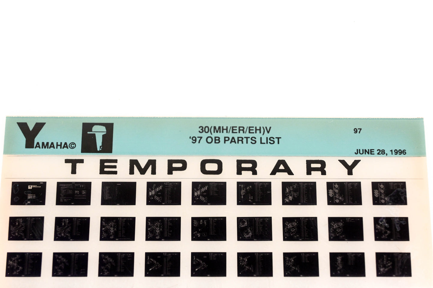 OEM Yamaha XM007-76 1997 30(MH/ER/EH)V Outboard Temp Parts List Microfiche
