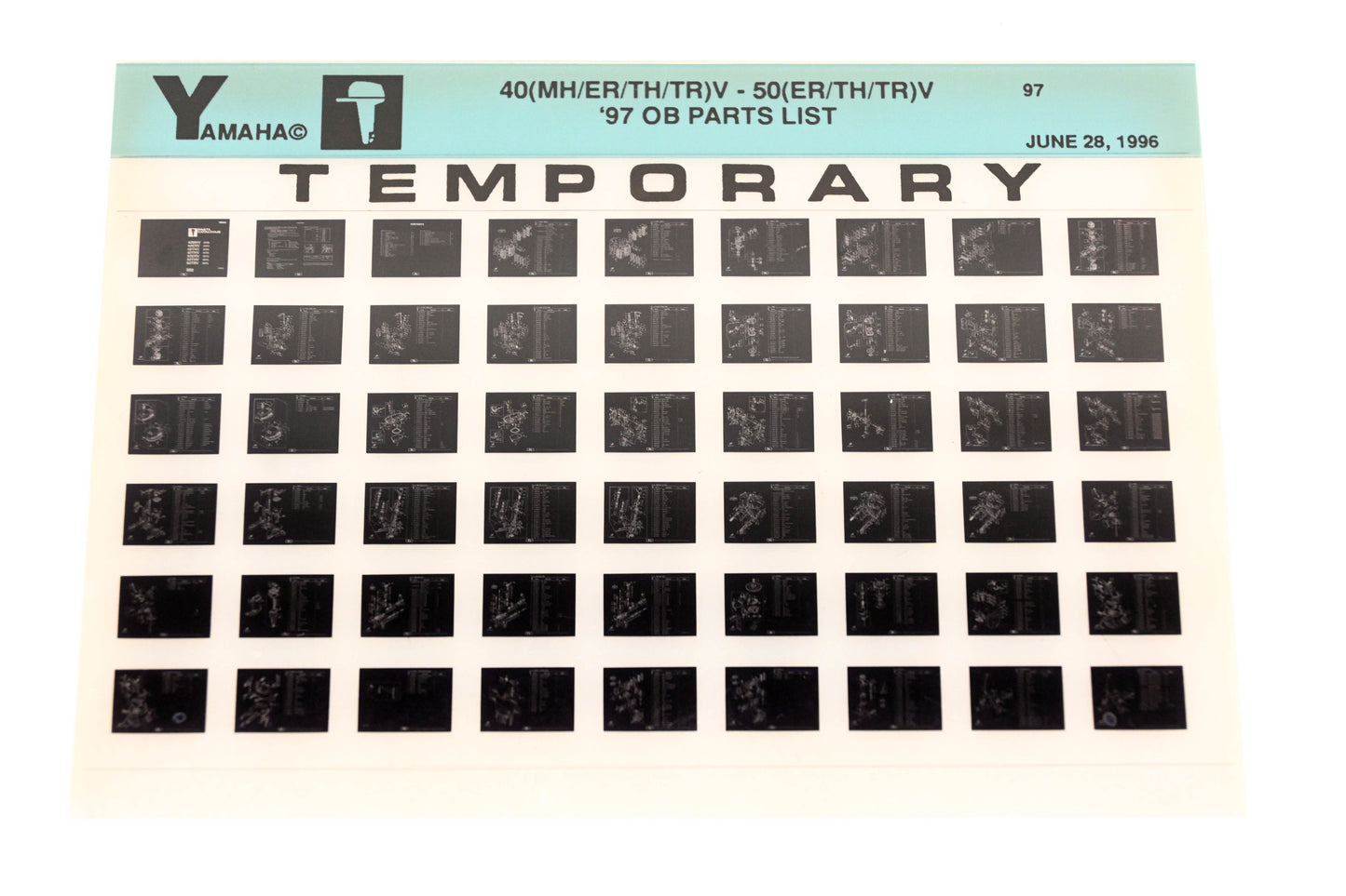 OEM Yamaha XM007-77 40(MHER/TH/TR)V-50(ER/TH/TR)V Temp Parts List Microfiche