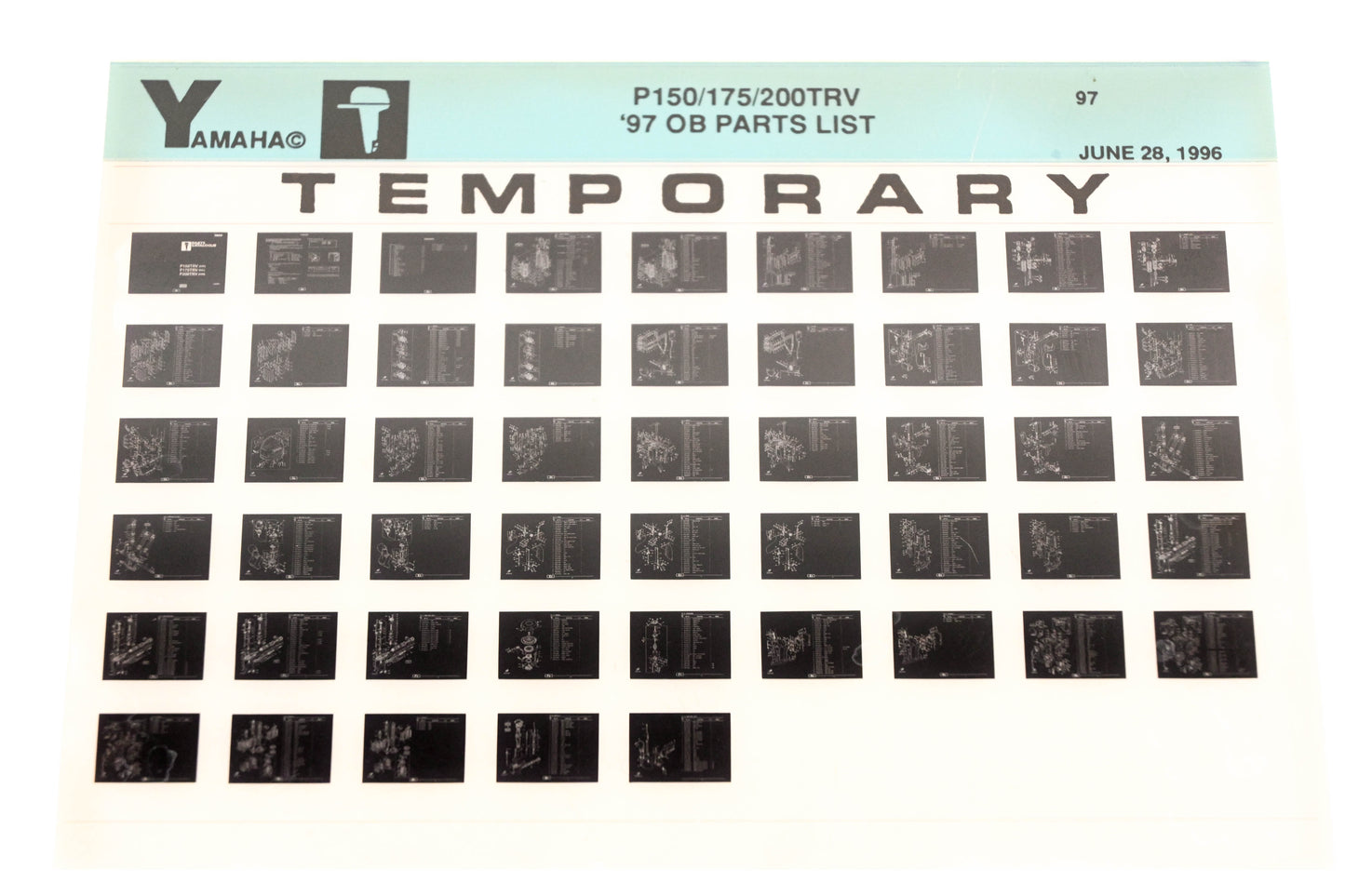 OEM Yamaha XM007-79 1997 P150/175/200TRV Outboard Temp Parts List Microfiche