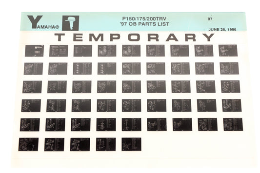 OEM Yamaha XM007-79 1997 P150/175/200TRV Outboard Temp Parts List Microfiche