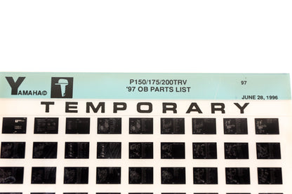 OEM Yamaha XM007-79 1997 P150/175/200TRV Outboard Temp Parts List Microfiche