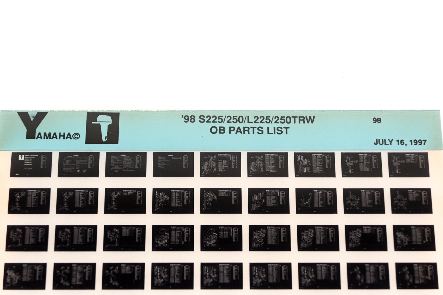 OEM Yamaha XM007-92 1998 S225/250/L225/250TRW Outboard Parts List Microfiche