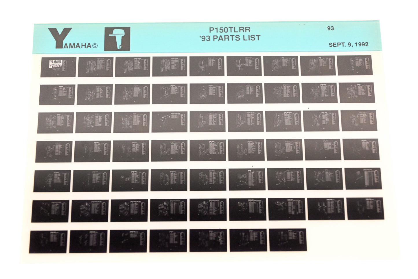 OEM Yamaha XM007-93 1993 P150TLRR Outboard Parts List Microfiche