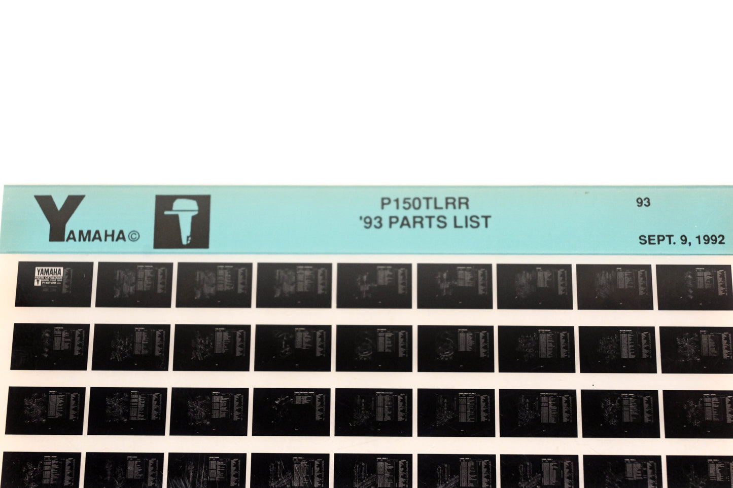 OEM Yamaha XM007-93 1993 P150TLRR Outboard Parts List Microfiche