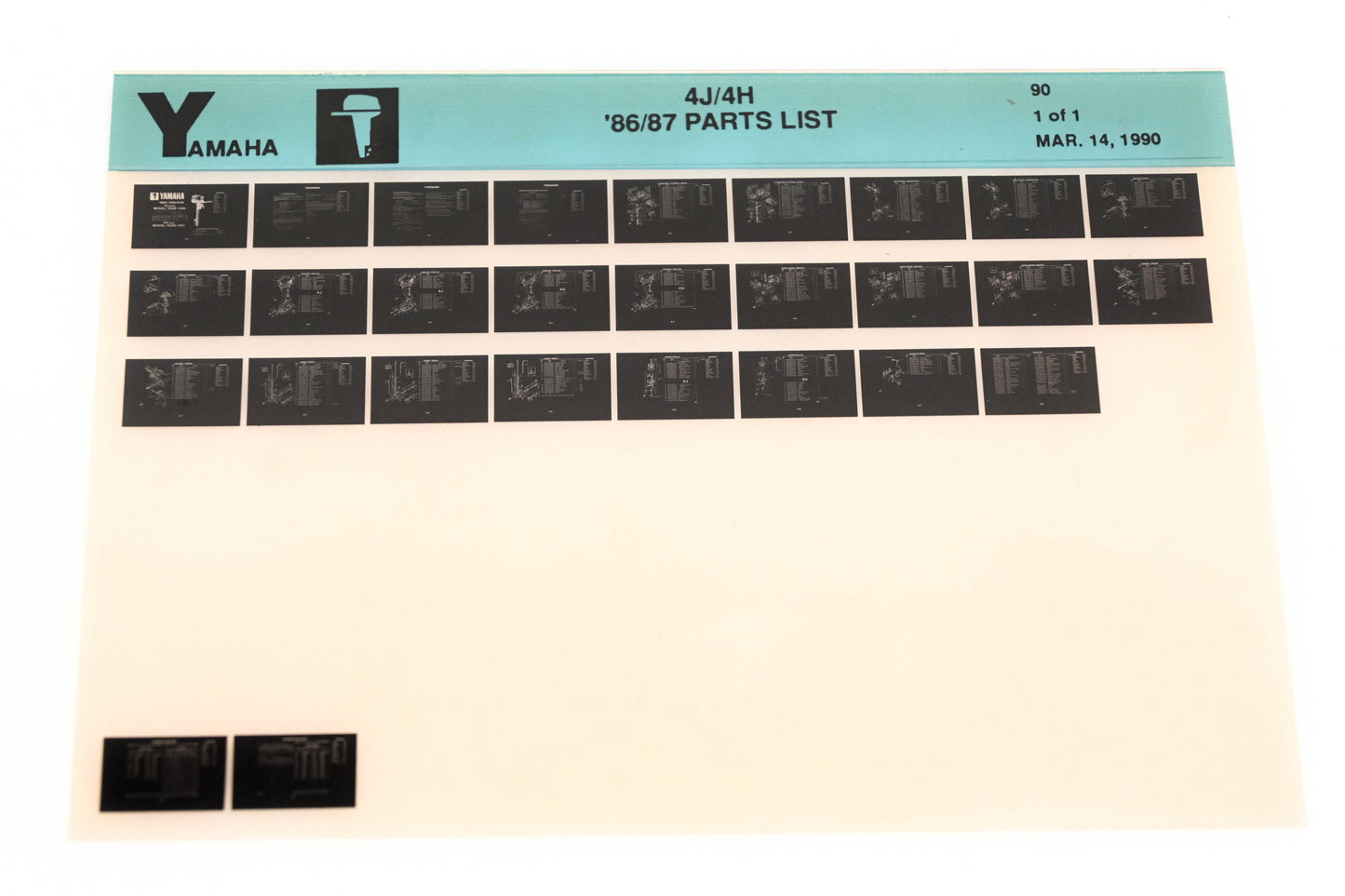 OEM Yamaha XM007-94 1986-87 4J/4H Outboard Parts List Microfiche