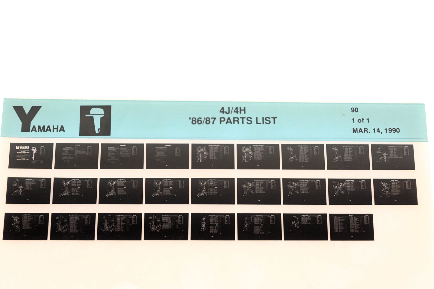 OEM Yamaha XM007-94 1986-87 4J/4H Outboard Parts List Microfiche